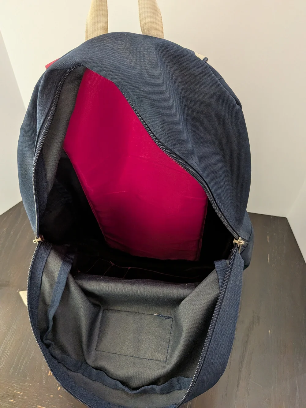 JanSport Navy With Fuchsia Lining Backpack